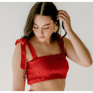 Charlie Holiday Marsha Bandeau Top Red Size Medium NWT